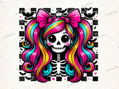 Whimsical Skeleton Girl Halloween Clipart Bundle - CraftNest - Digital Crafting and Art