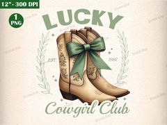 St Patricks Day Lucky Cowgirl Coquette Clipart Bundle - CraftNest - Digital Crafting and Art