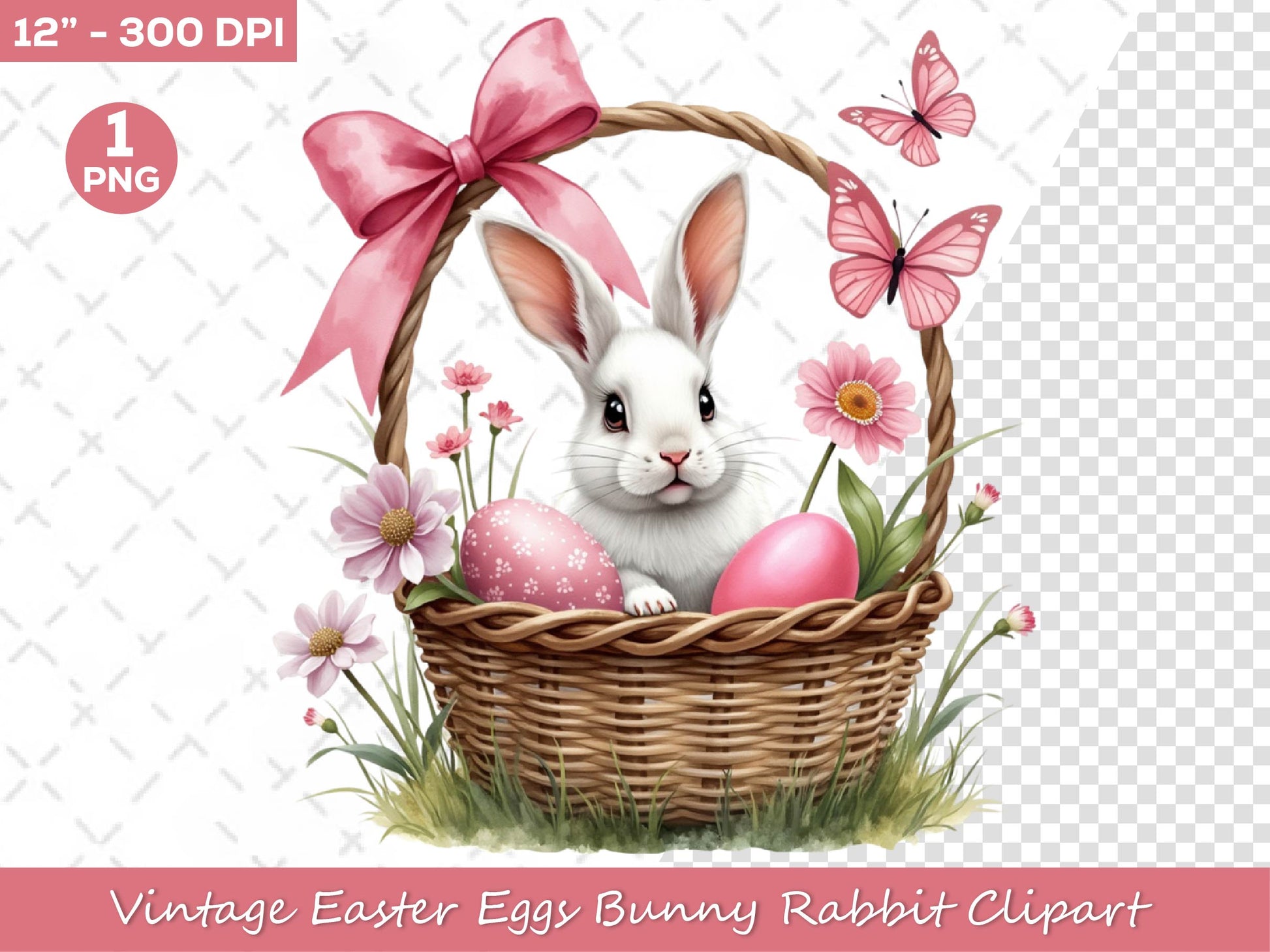 Vintage Easter Eggs Bunny Rabbit Clipart Bundle - CraftNest - Digital Crafting and Art