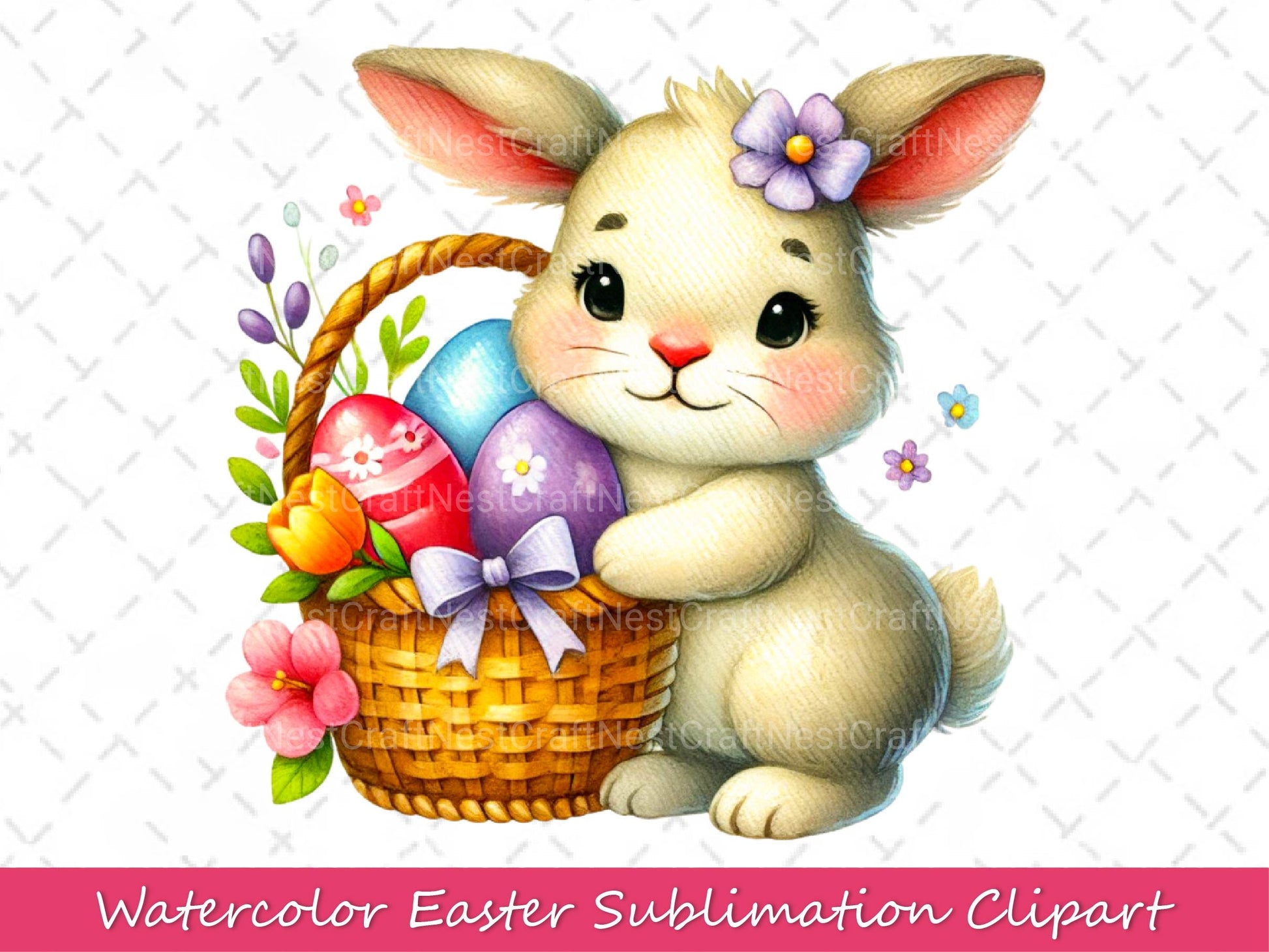 Easter Bunny With Eggs Clipart Bundle - CraftNest - Digital Crafting and Art
