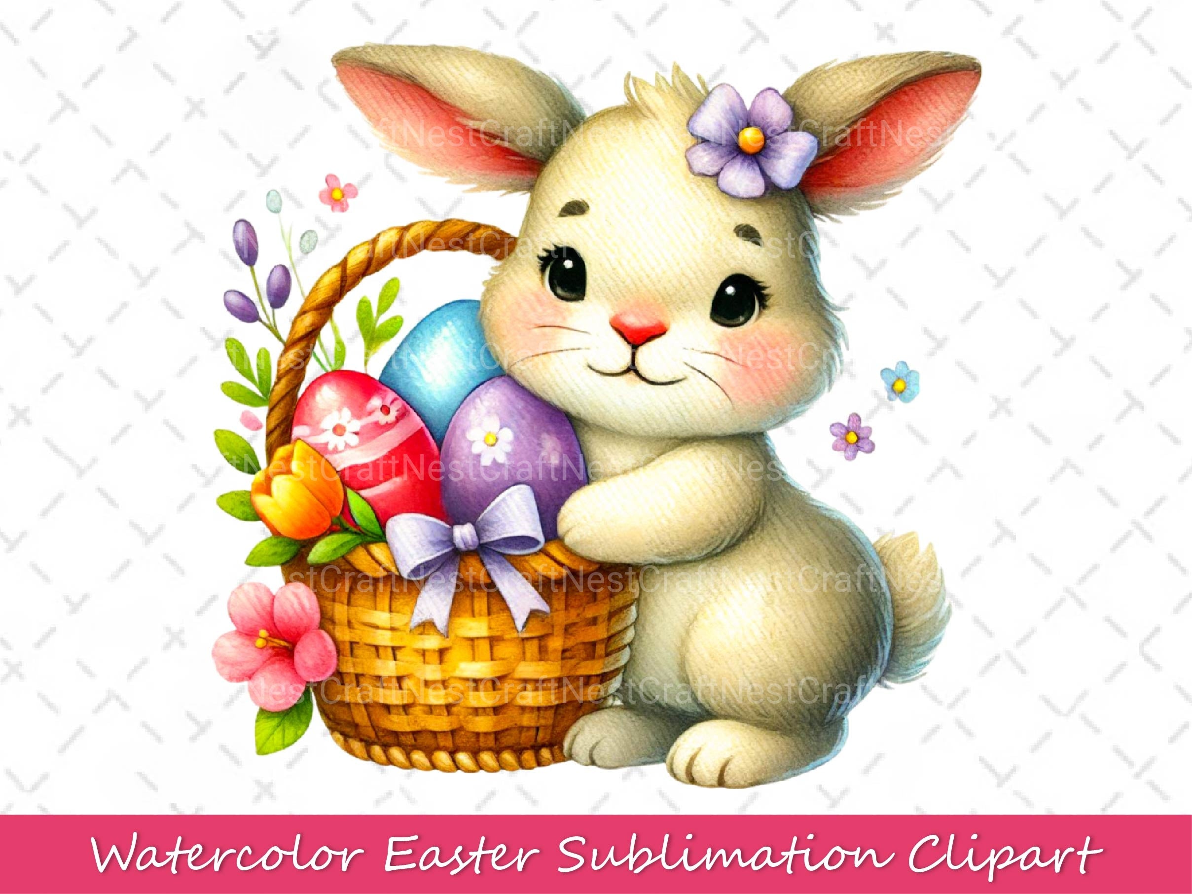 Easter Bunny With Eggs Clipart Bundle - CraftNest - Digital Crafting and Art