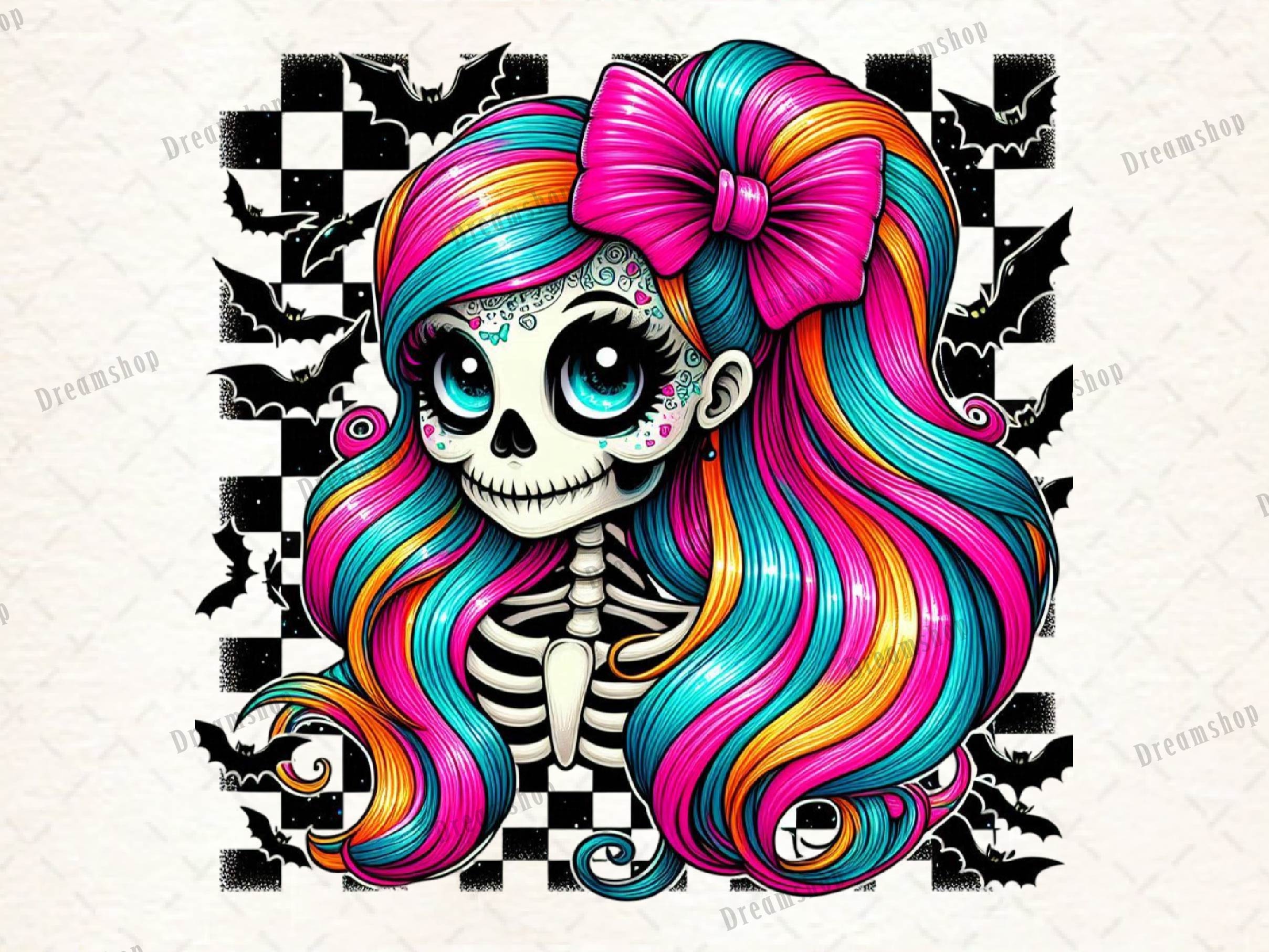 Whimsical Skeleton Girl Halloween Clipart Bundle 1 - CraftNest - Digital Crafting and Art
