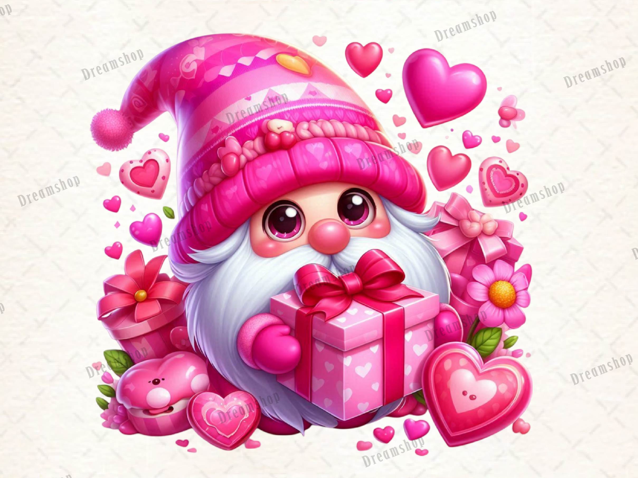 Pink Valentines Gnomes Clipart Bundle - CraftNest - Digital Crafting and Art