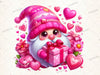 Pink Valentines Gnomes Clipart Bundle
