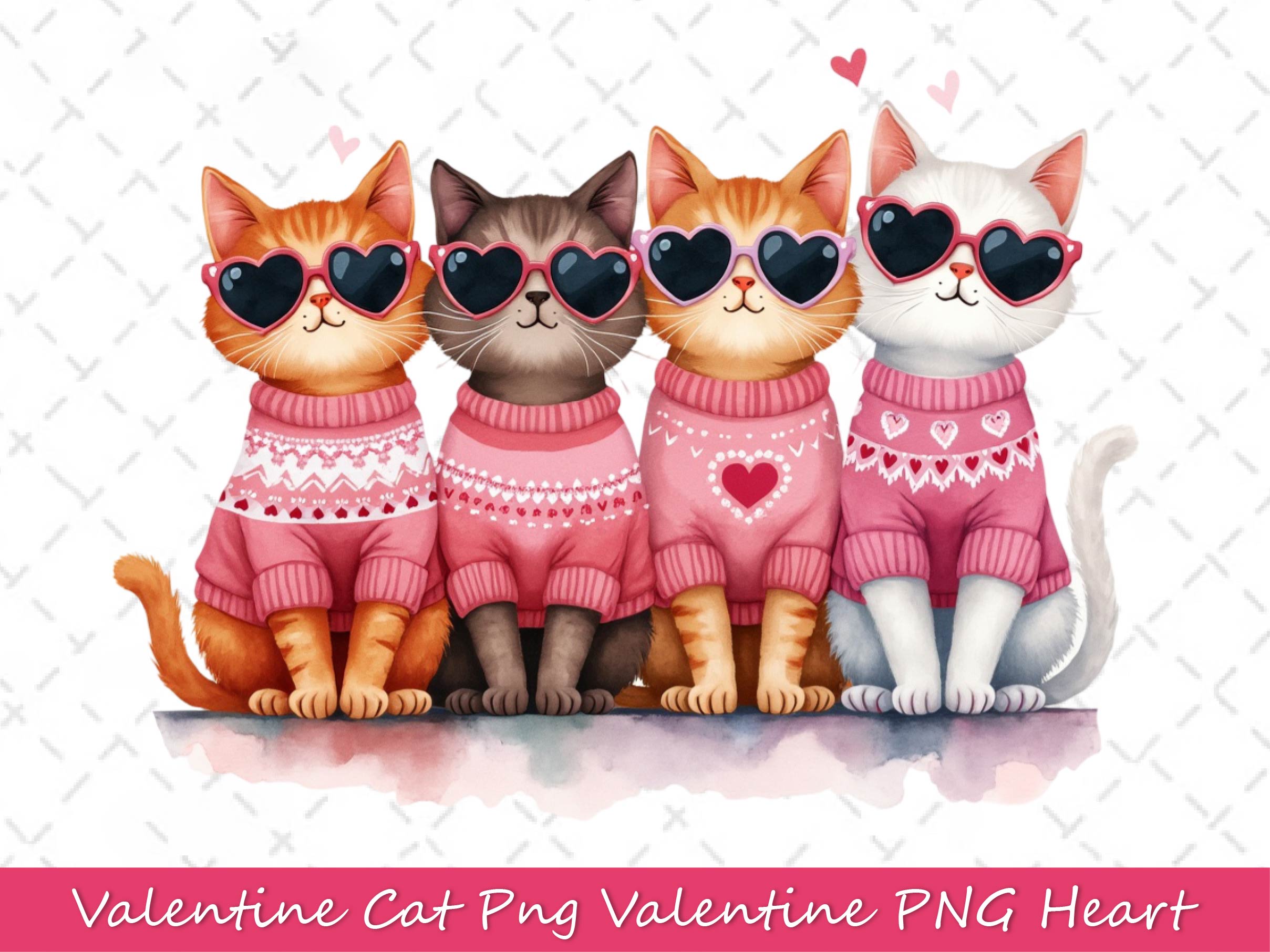Valentine Cat Valentine Heart Clipart Bundle - CraftNest - Digital Crafting and Art