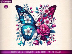 Butterfly Flowers Clipart Bundle 2 - CraftNest - Digital Crafting and Art