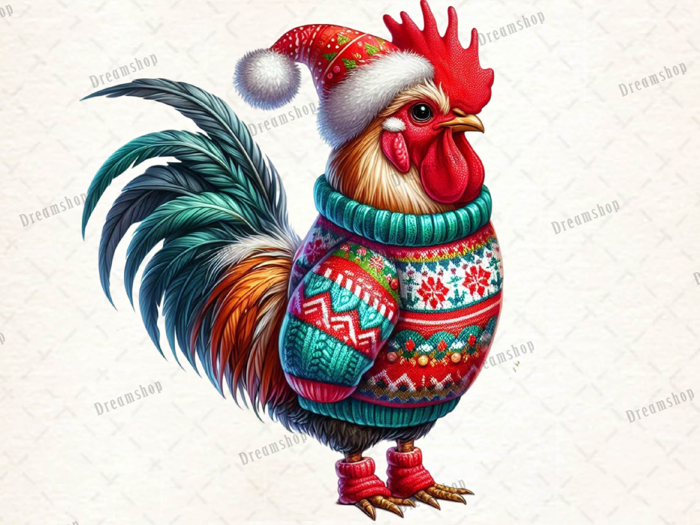 Christmas Festive Rooster Clipart Bundle 5 - CraftNest - Digital Crafting and Art