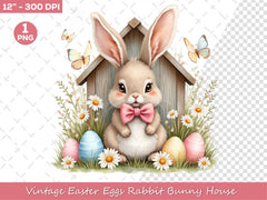 Vintage Easter Eggs Rabbit Bunny House Clipart Bundle - CraftNest - Digital Crafting and Art