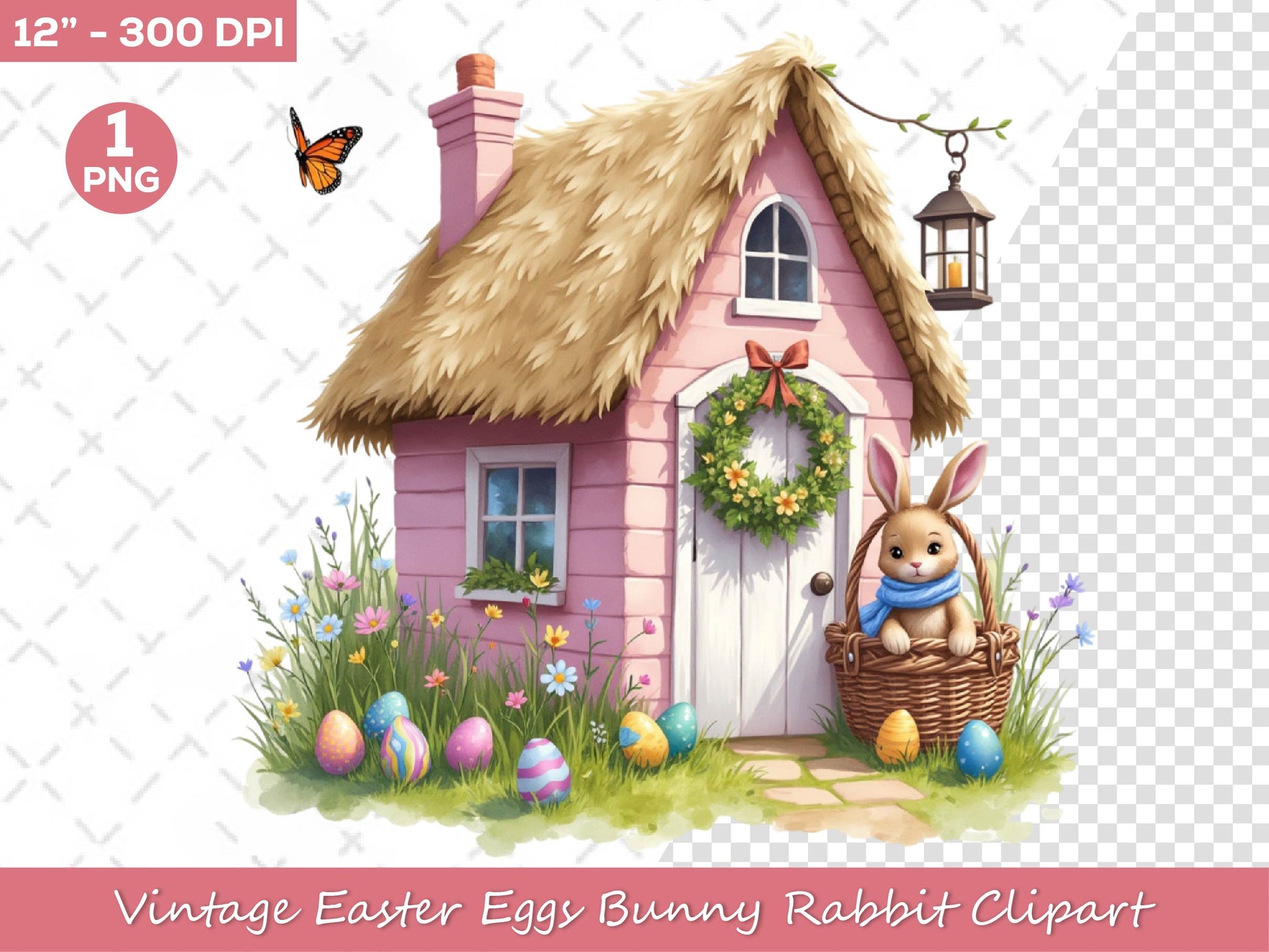 Vintage Easter Eggs Bunny Rabbit Clipart Bundle 1 - CraftNest - Digital Crafting and Art