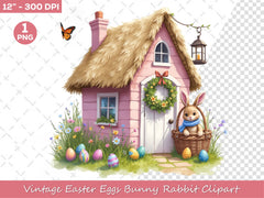 Vintage Easter Eggs Bunny Rabbit Clipart Bundle 1 - CraftNest - Digital Crafting and Art