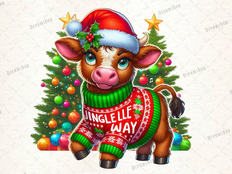 Christmas Highland Cow Clipart Bundle 5 - CraftNest - Digital Crafting and Art