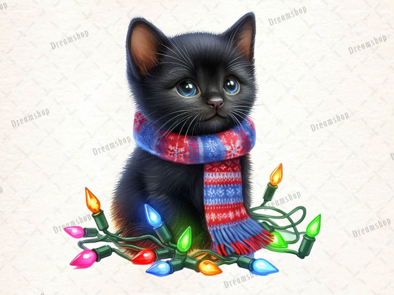 Christmas Black Cat Clipart Bundle - CraftNest - Digital Crafting and Art