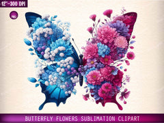 Butterfly Flowers Clipart Bundle 12 - CraftNest - Digital Crafting and Art