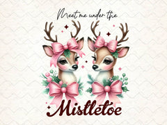 Vintage Christmas Reindeer Mistletoe Clipart Bundle - CraftNest - Digital Crafting and Art