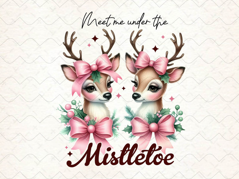 Vintage Christmas Reindeer Mistletoe Clipart Bundle - CraftNest - Digital Crafting and Art