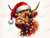 Christmas Highland Cow Clipart Bundle 2