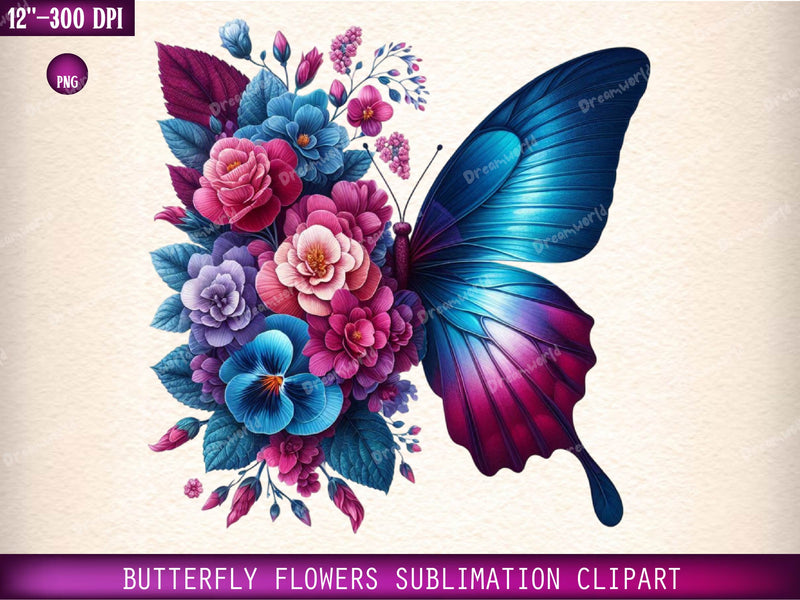 Butterfly Flowers Clipart Bundle 7 - CraftNest - Digital Crafting and Art