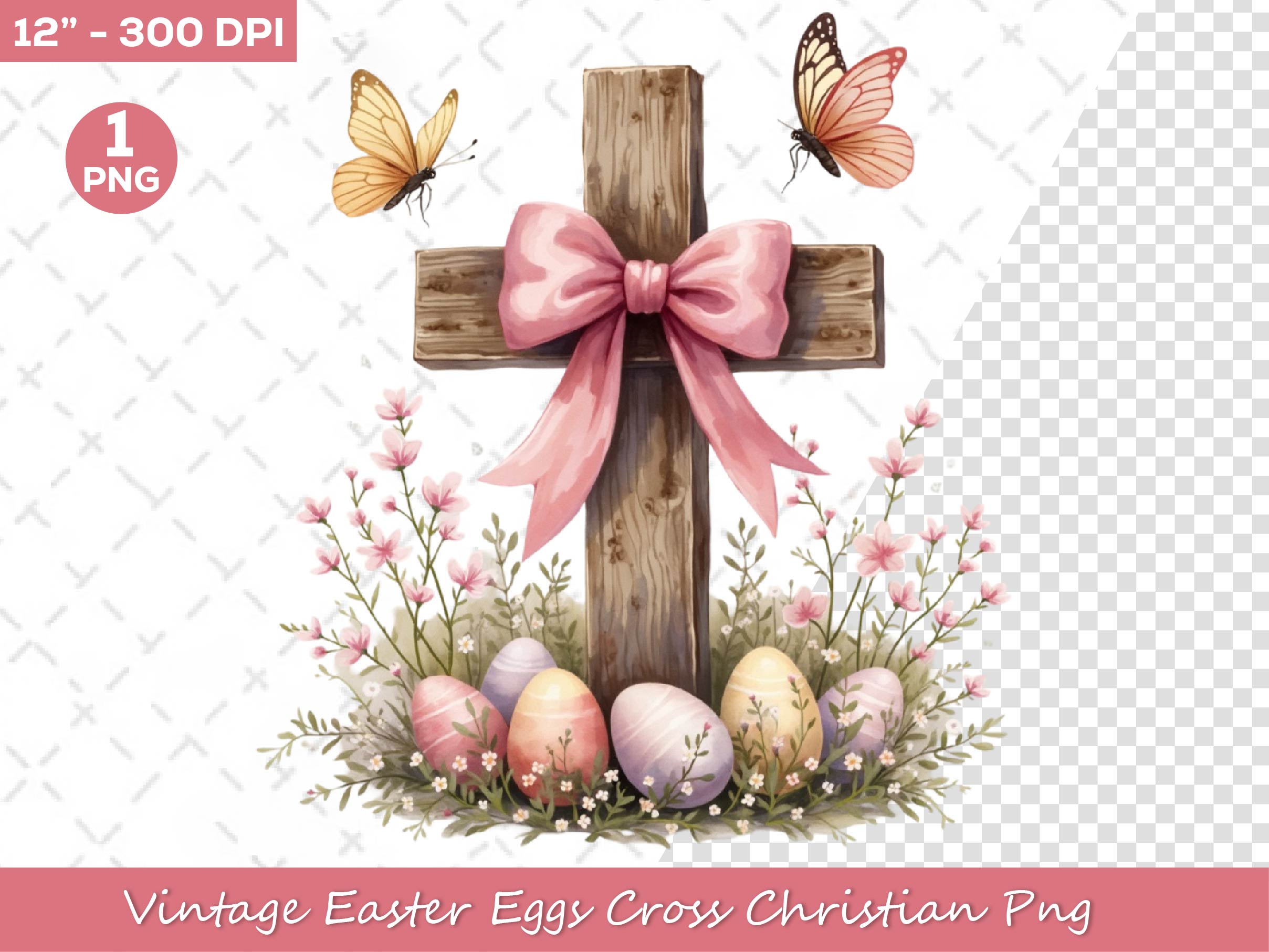 Vintage Easter Eggs Cross Christian Clipart Bundle - CraftNest - Digital Crafting and Art