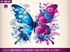 Butterfly Flowers Clipart Bundle 5 - CraftNest - Digital Crafting and Art