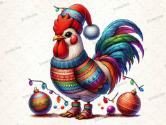 Christmas Festive Rooster Clipart Bundle 6 - CraftNest - Digital Crafting and Art