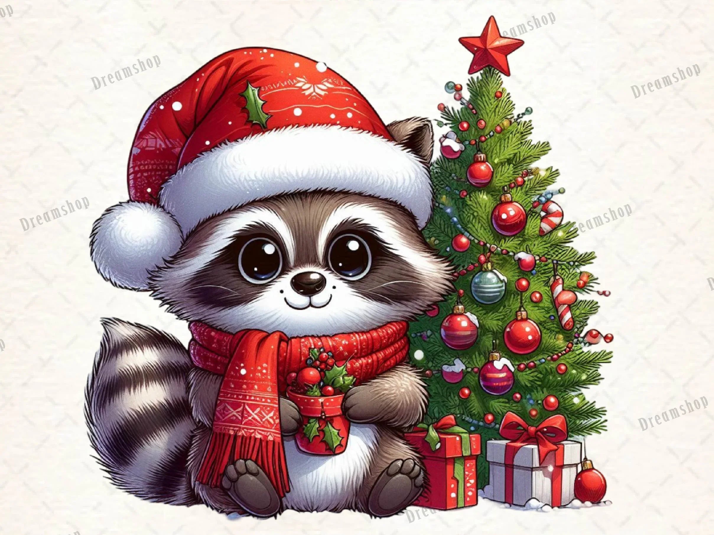Christmas Raccoon Clipart Bundle 1 - CraftNest - Digital Crafting and Art