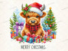 Christmas Highland Cow Merry Clipart Bundle