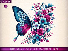 Butterfly Flowers Clipart Bundle 4 - CraftNest - Digital Crafting and Art