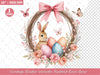 Vintage Easter Wreath Rabbit Ears Bow Clipart Bundle