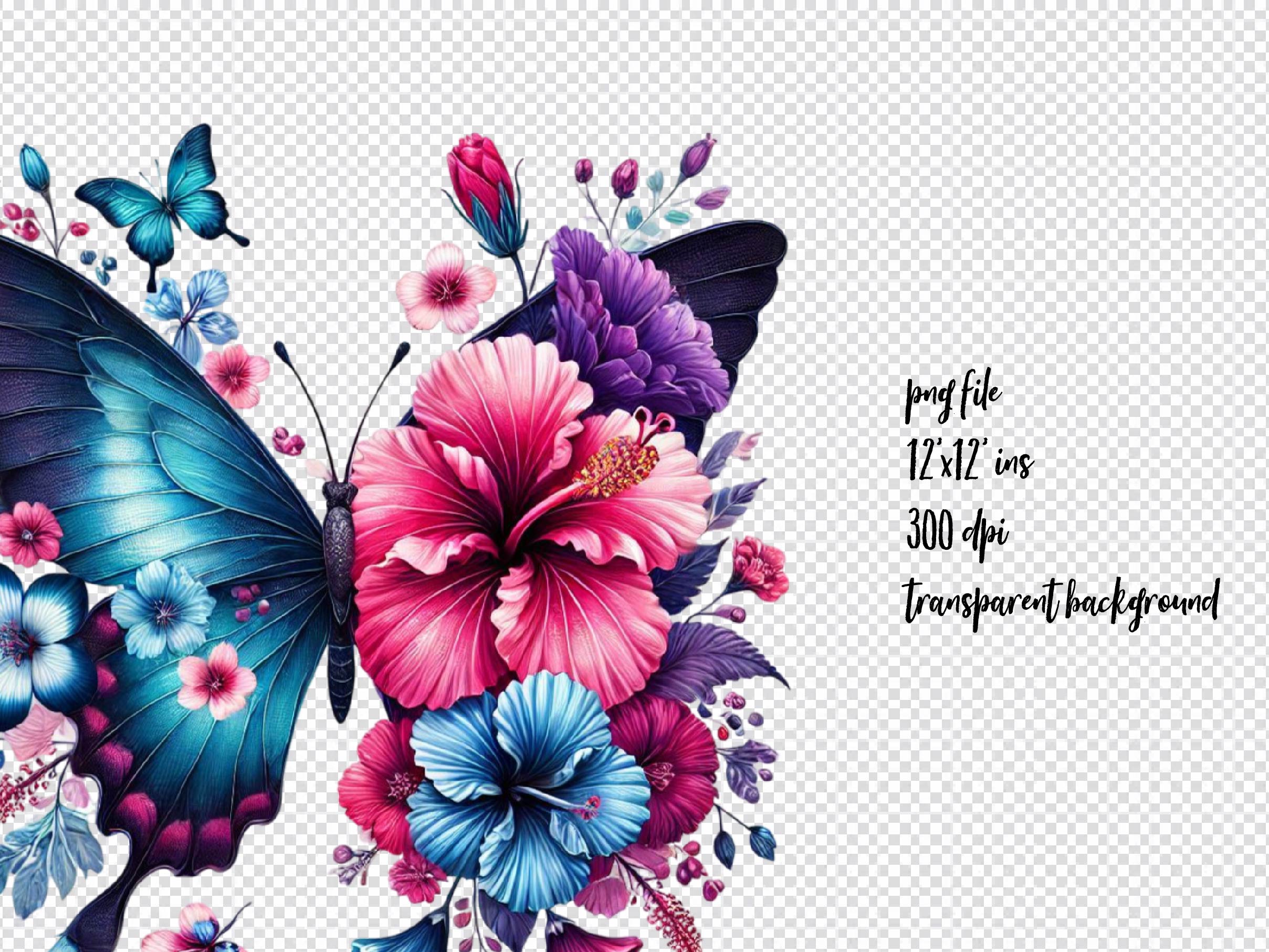 Butterfly Flowers Clipart Bundle 16 - CraftNest - Digital Crafting and Art