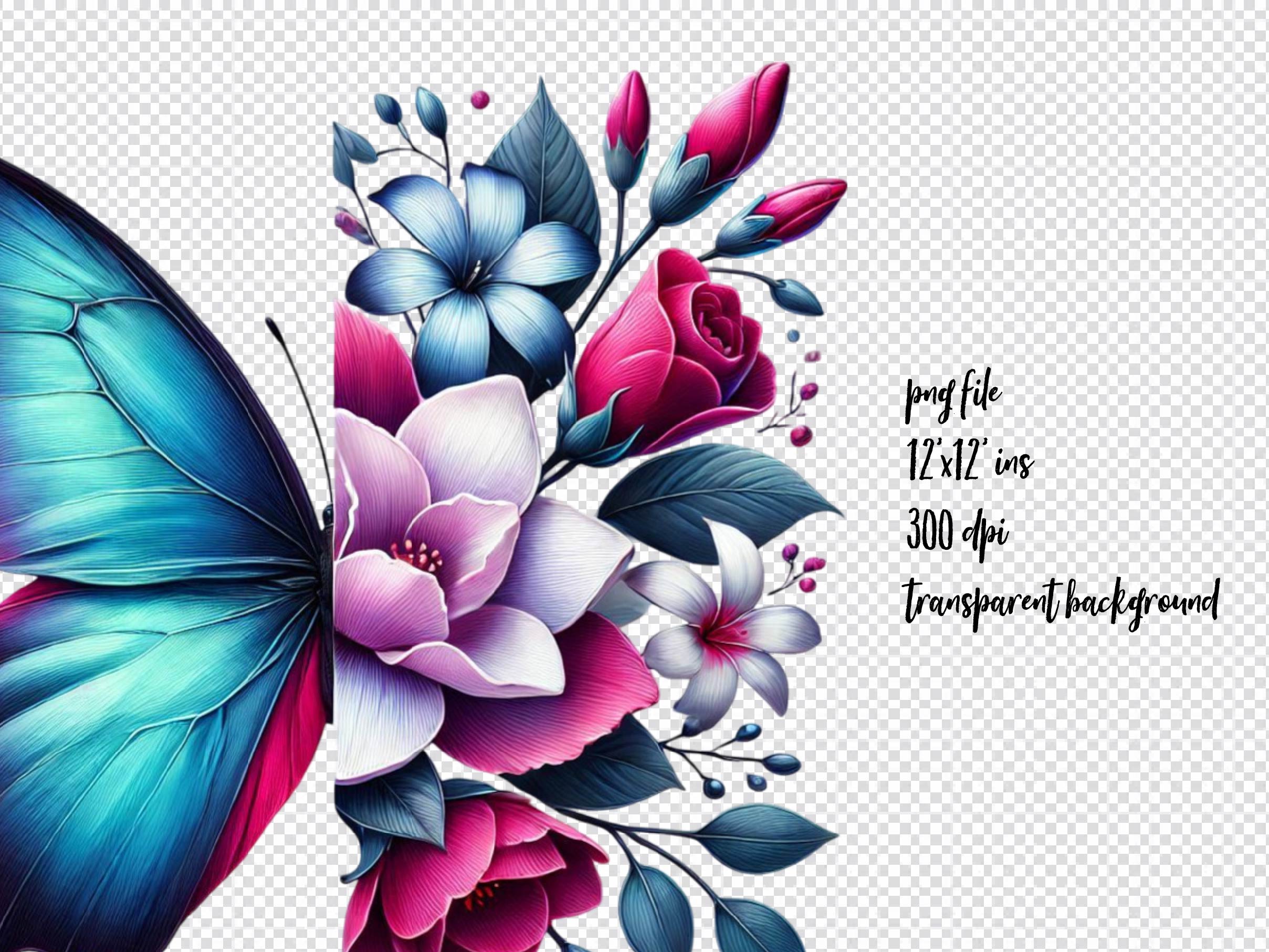 Butterfly Flowers Clipart Bundle 6 - CraftNest - Digital Crafting and Art