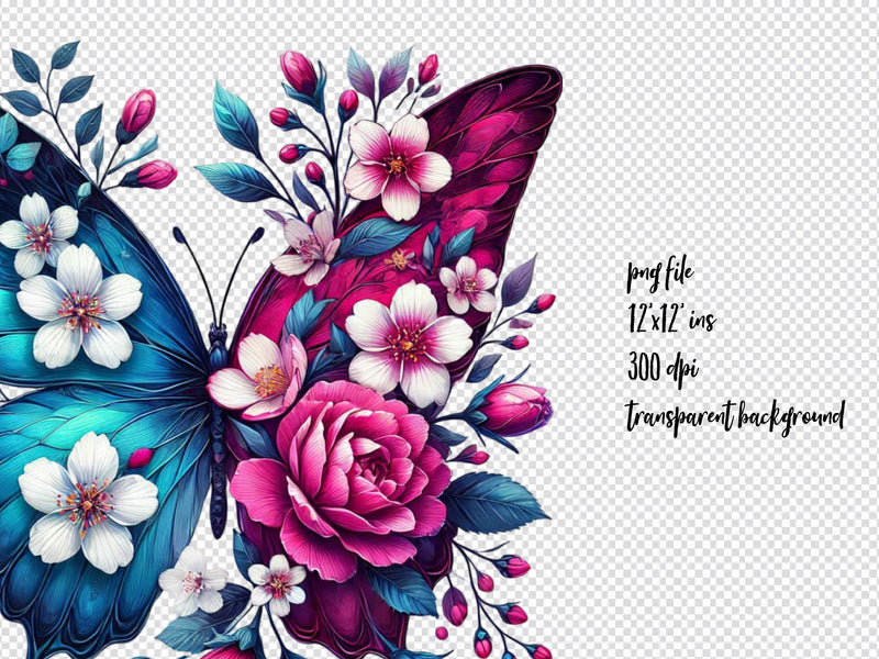 Butterfly Flowers Clipart Bundle 2 - CraftNest - Digital Crafting and Art