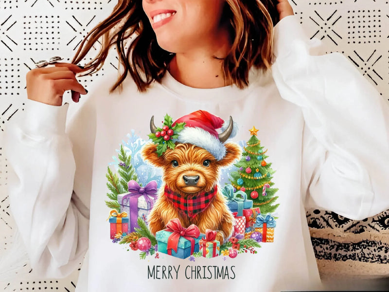 Christmas Highland Cow Merry Clipart Bundle - CraftNest - Digital Crafting and Art