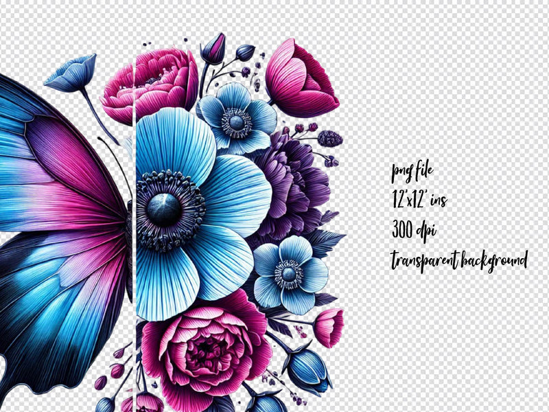 Butterfly Flowers Clipart Bundle 11 - CraftNest - Digital Crafting and Art