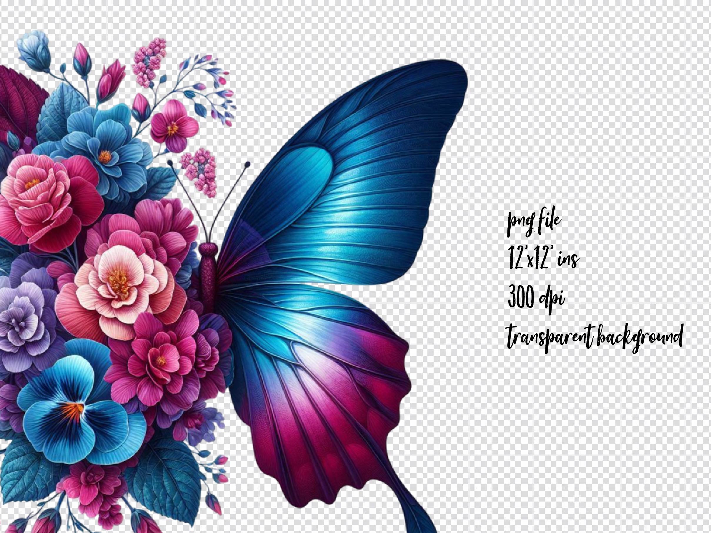 Butterfly Flowers Clipart Bundle 7 - CraftNest - Digital Crafting and Art