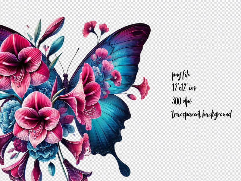 Butterfly Flowers Clipart Bundle 23 - CraftNest - Digital Crafting and Art