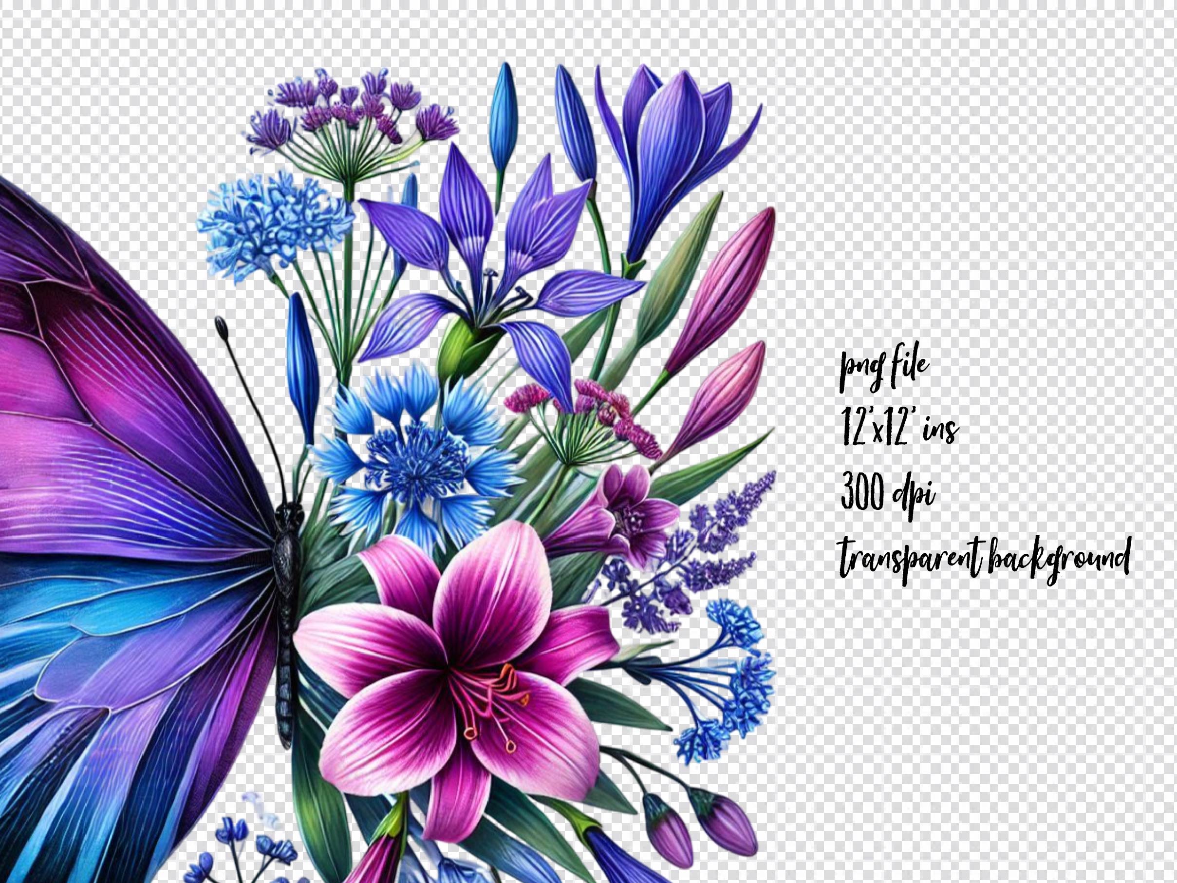 Butterfly Flowers Clipart Bundle 19 - CraftNest - Digital Crafting and Art