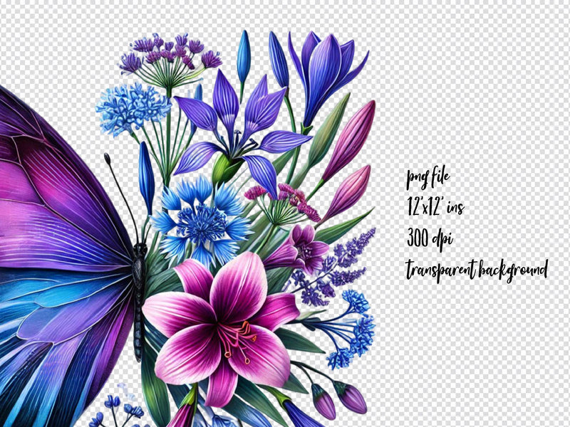Butterfly Flowers Clipart Bundle 19 - CraftNest - Digital Crafting and Art