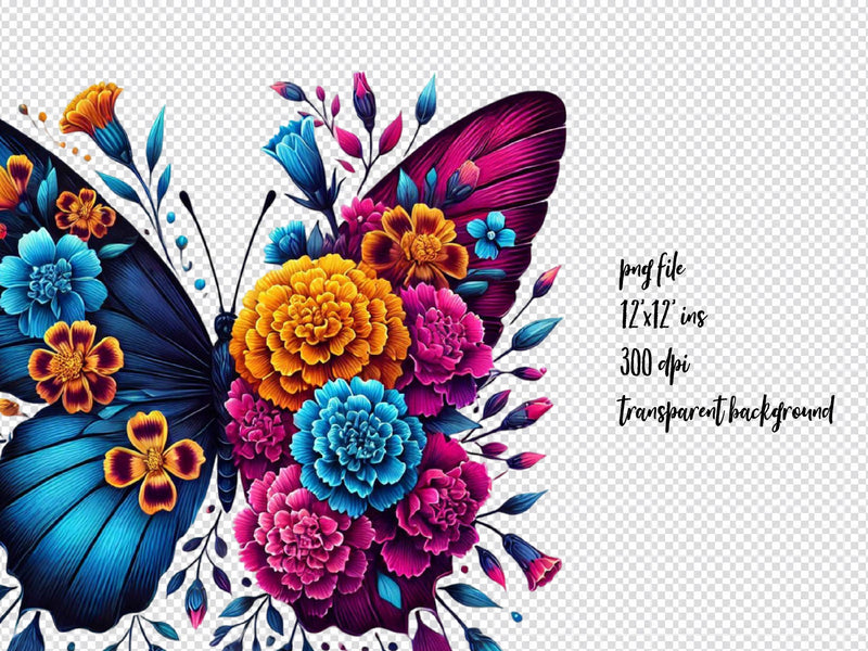 Butterfly Flowers Clipart Bundle 15 - CraftNest - Digital Crafting and Art