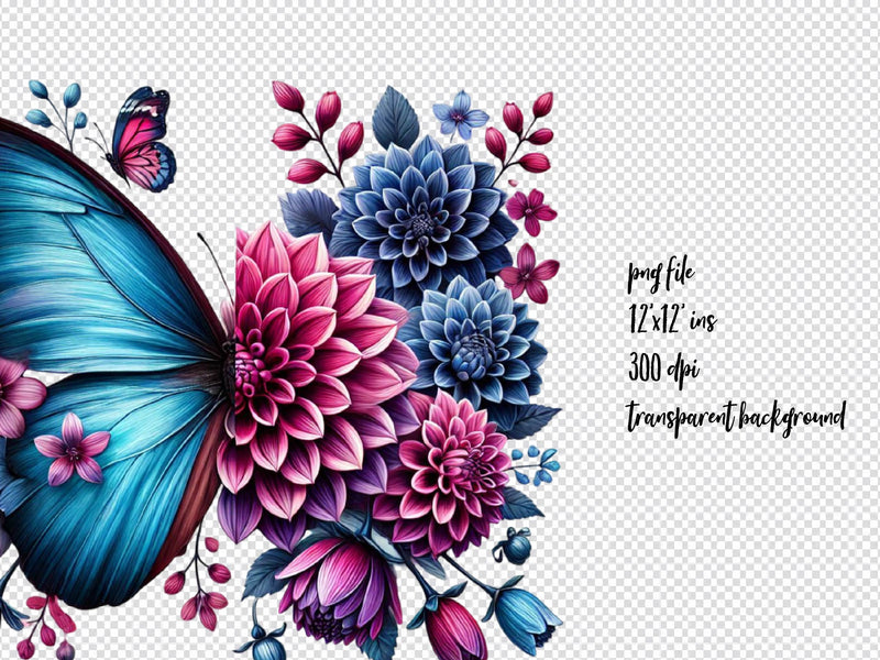 Butterfly Flowers Clipart Bundle13 - CraftNest - Digital Crafting and Art