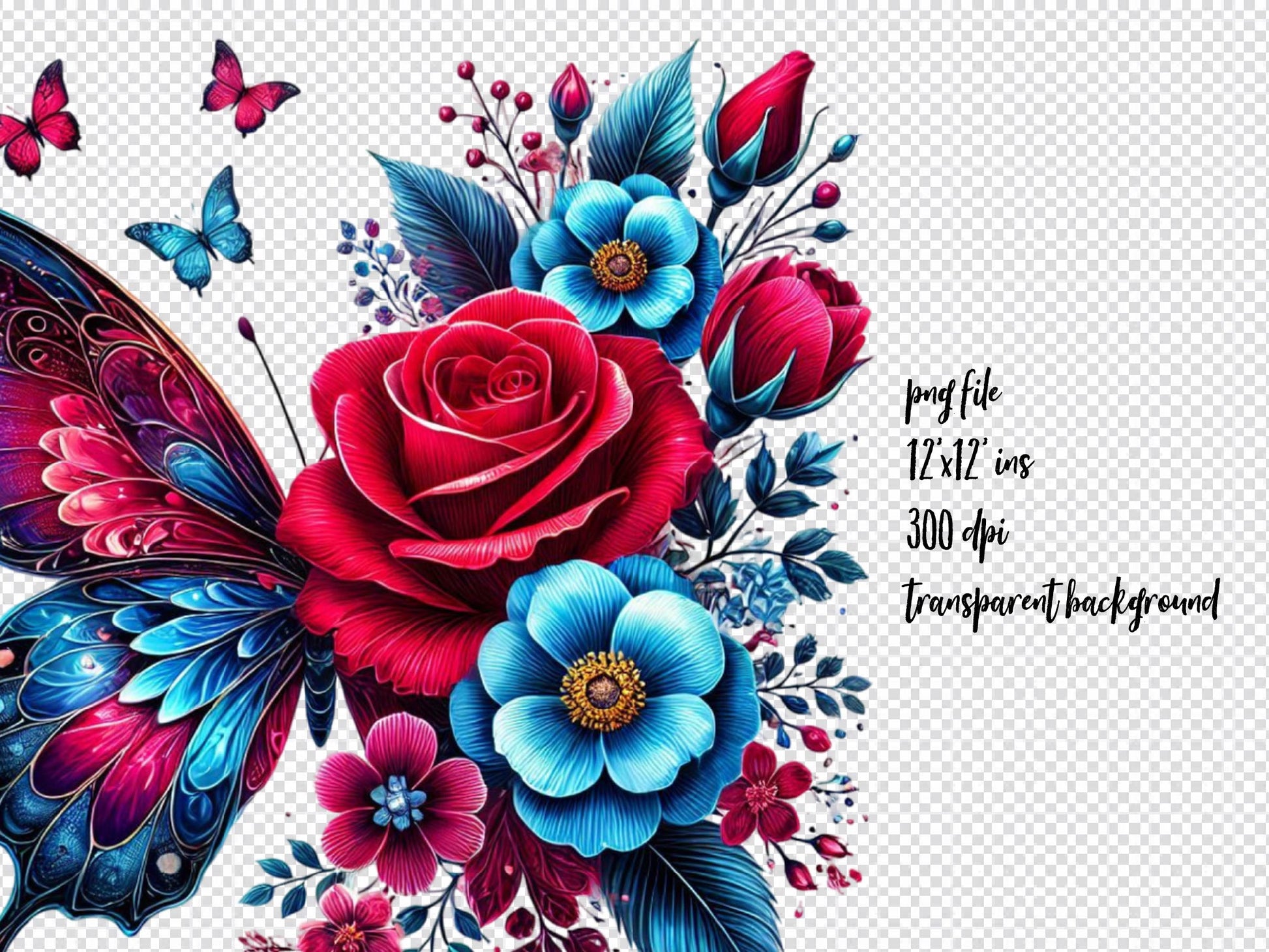 Butterfly Flowers Clipart Bundle 22 - CraftNest - Digital Crafting and Art