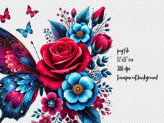 Butterfly Flowers Clipart Bundle 22 - CraftNest - Digital Crafting and Art