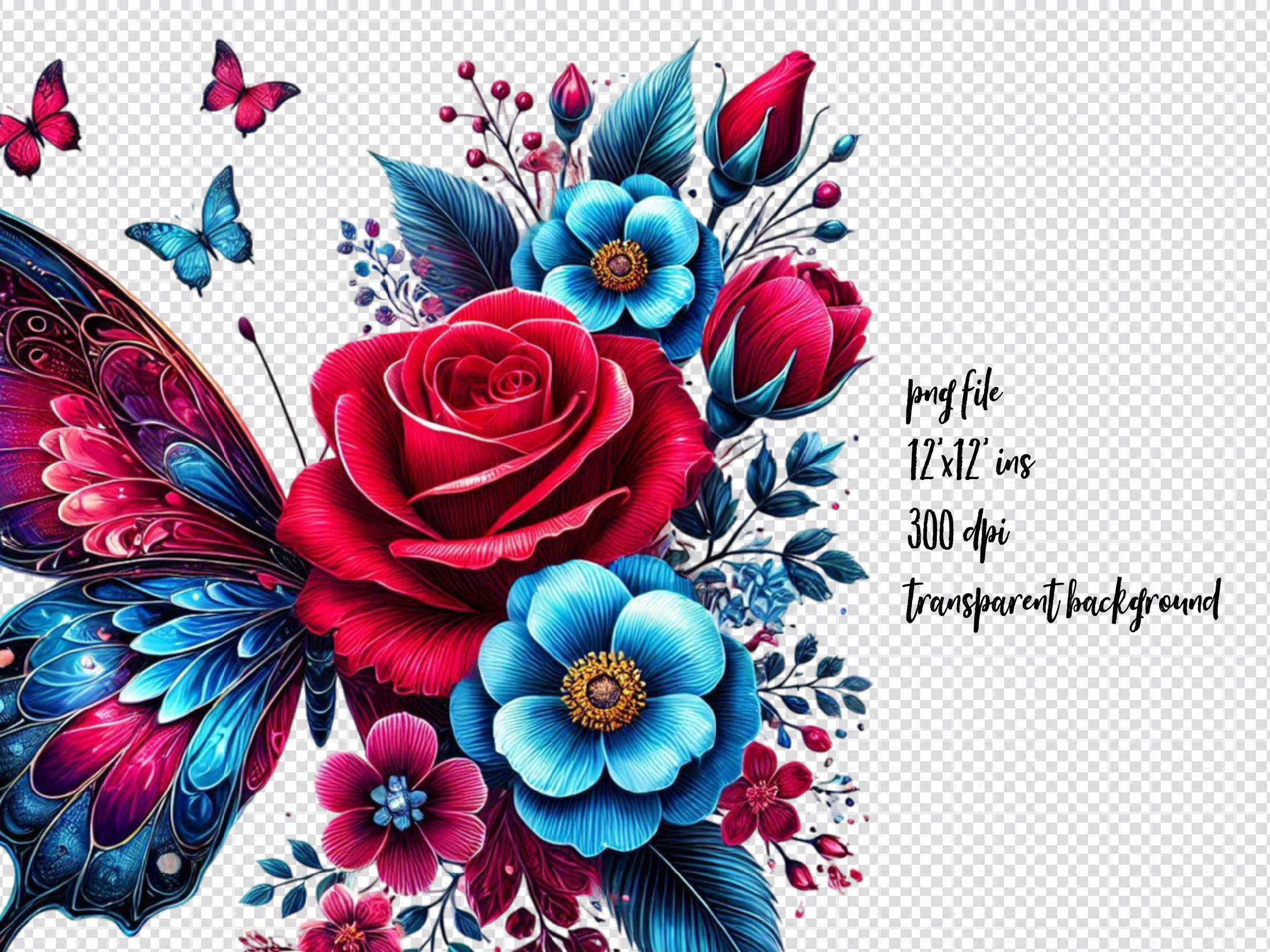 Butterfly Flowers Clipart Bundle 22 - CraftNest - Digital Crafting and Art