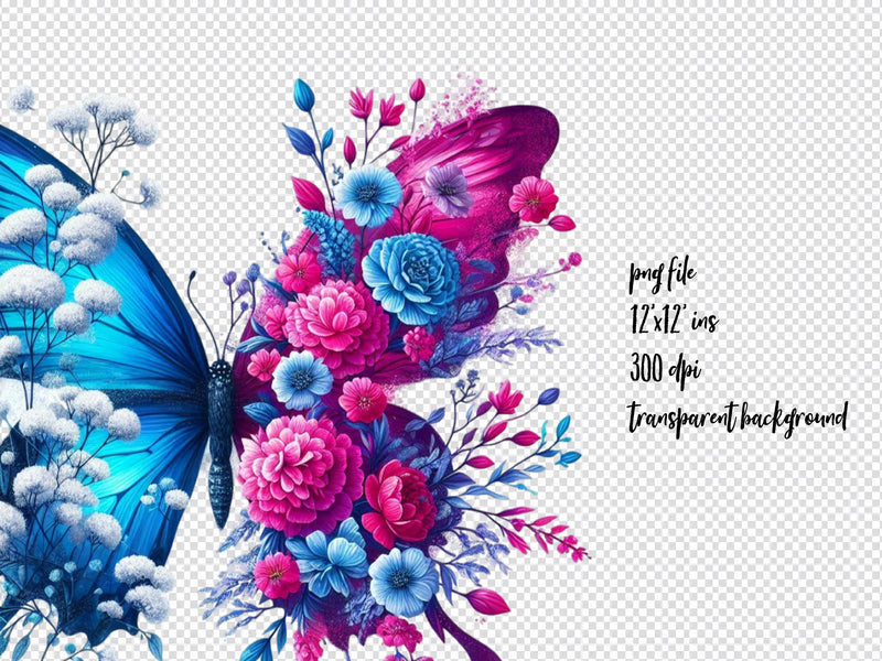 Butterfly Flowers Clipart Bundle 5 - CraftNest - Digital Crafting and Art