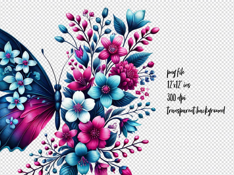 Butterfly Flowers Clipart Bundle 4 - CraftNest - Digital Crafting and Art