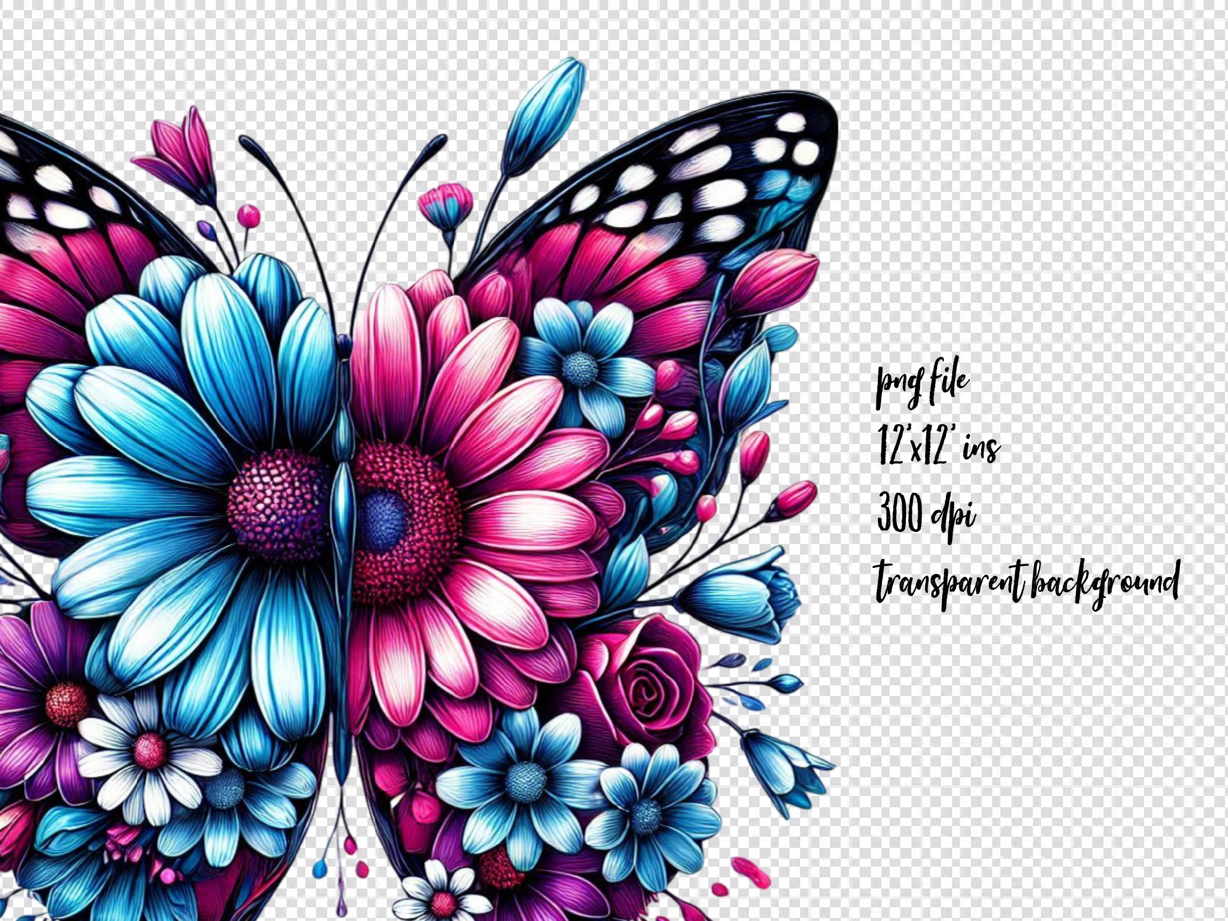 Butterfly Flowers Clipart Bundle 17 - CraftNest - Digital Crafting and Art