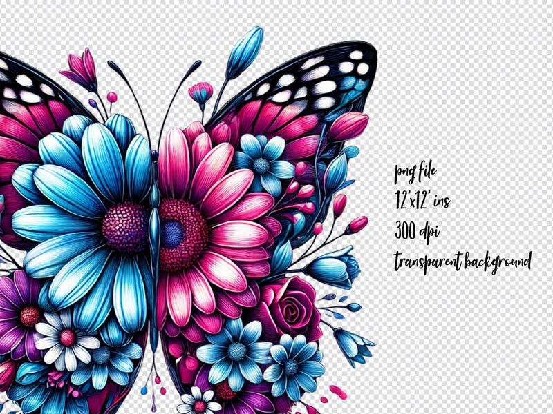 Butterfly Flowers Clipart Bundle 17 - CraftNest - Digital Crafting and Art