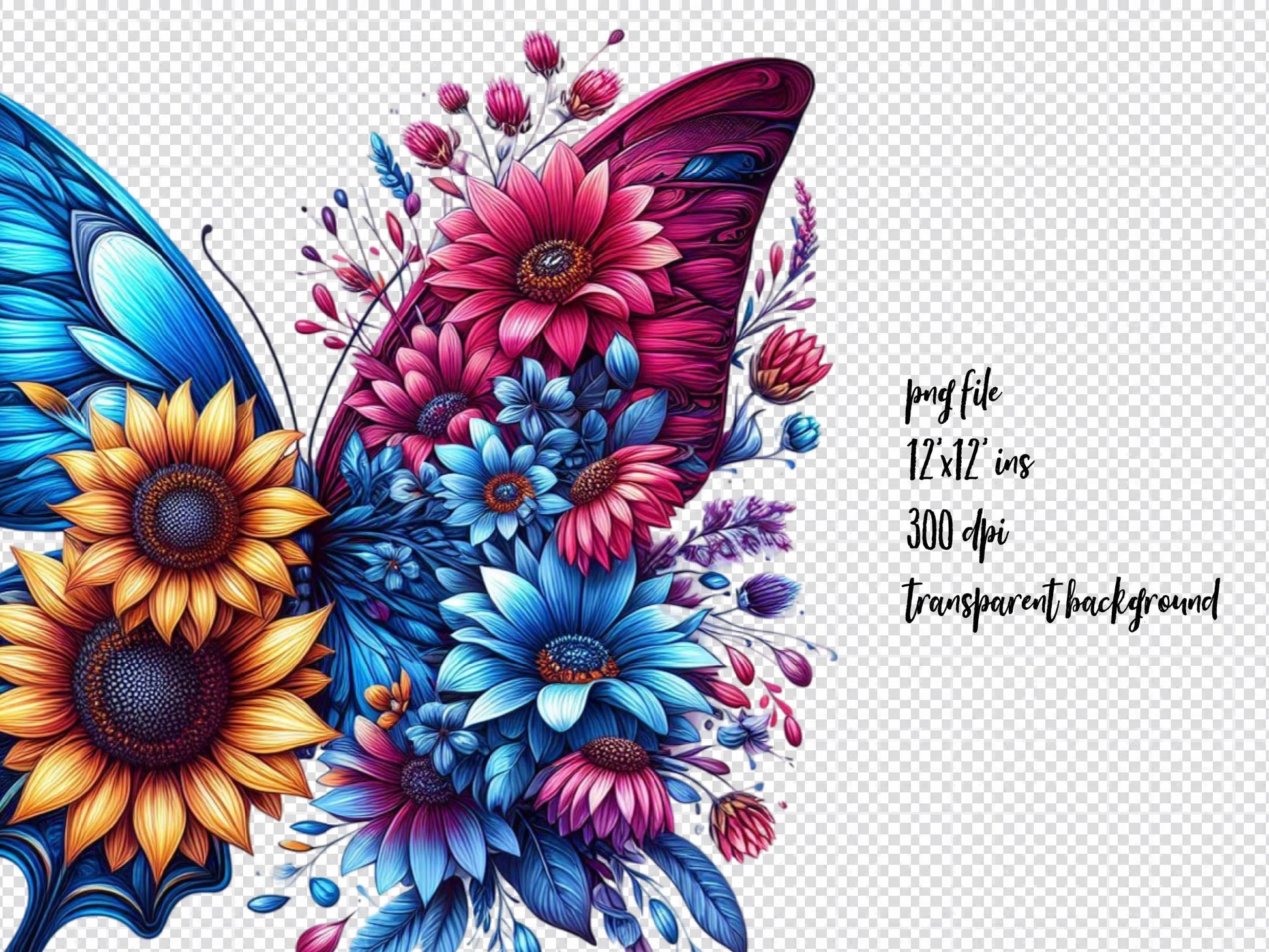 Butterfly Flowers Clipart Bundle 1 - CraftNest - Digital Crafting and Art