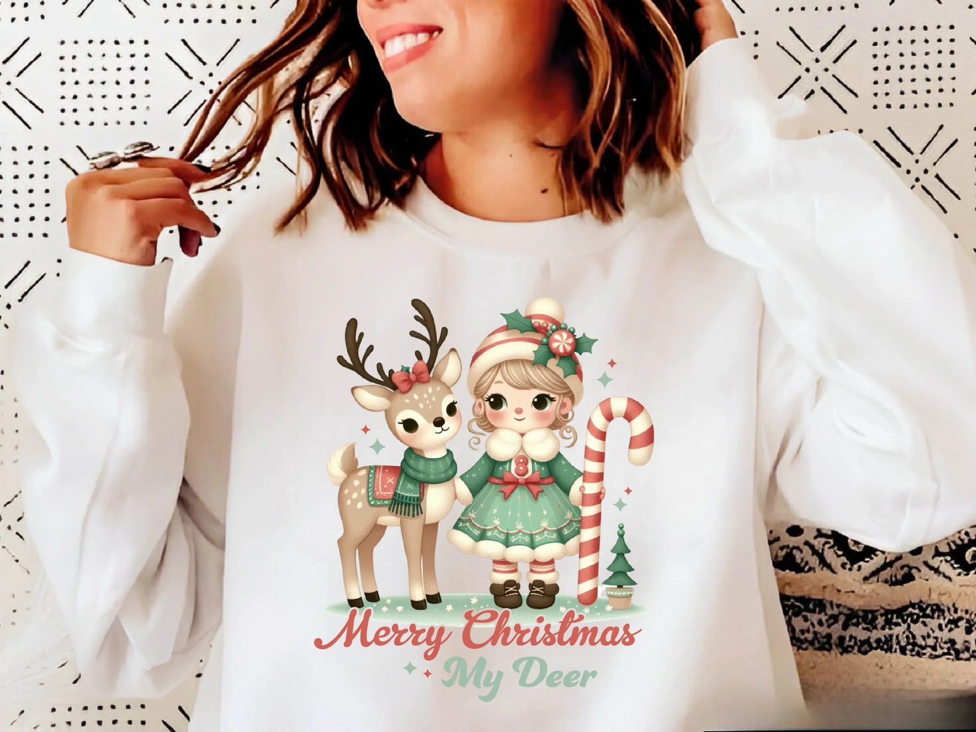 Vintage Christmas Reindeer Cute Girl Clipart Bundle - CraftNest - Digital Crafting and Art