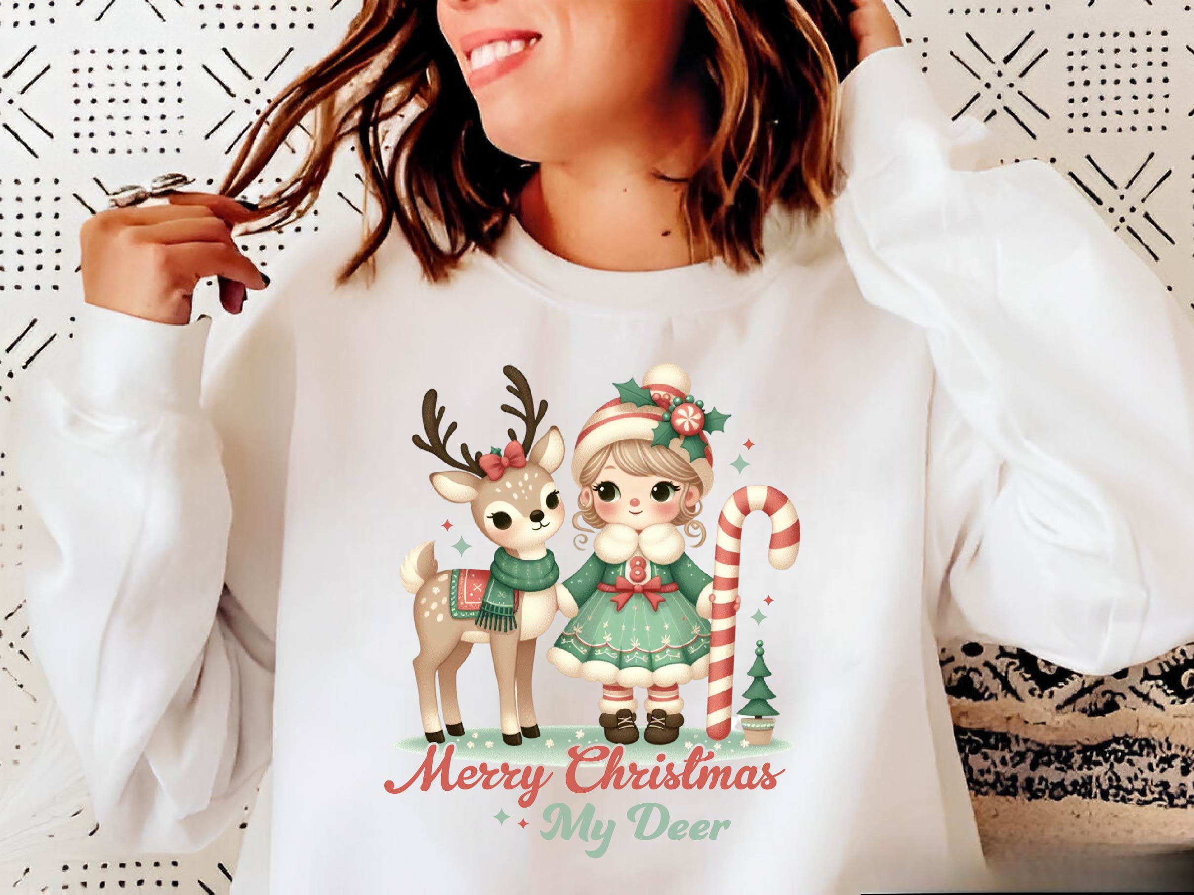 Vintage Christmas Reindeer Cute Girl Clipart Bundle - CraftNest - Digital Crafting and Art