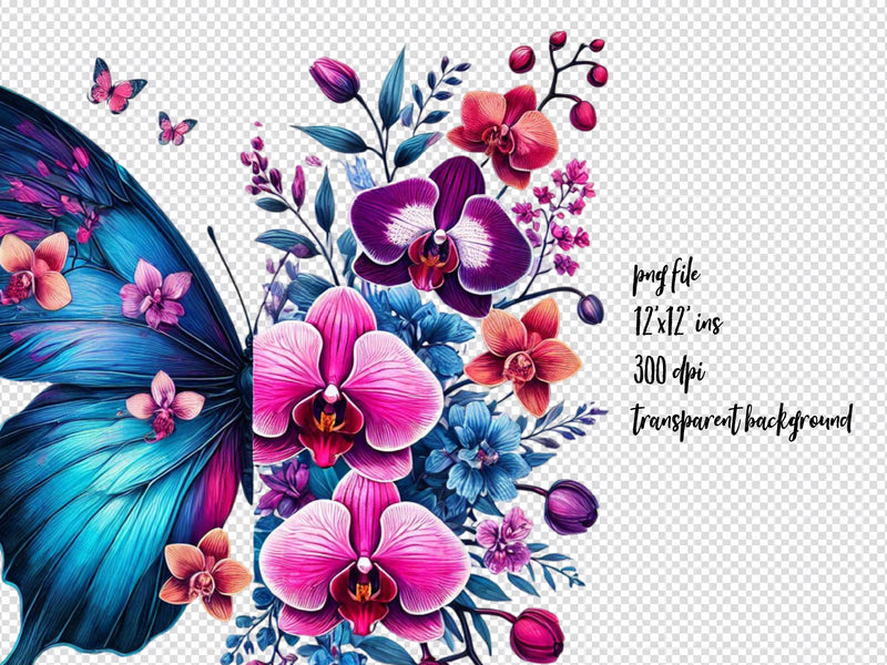 Butterfly Flowers Clipart Bundle 24 - CraftNest - Digital Crafting and Art